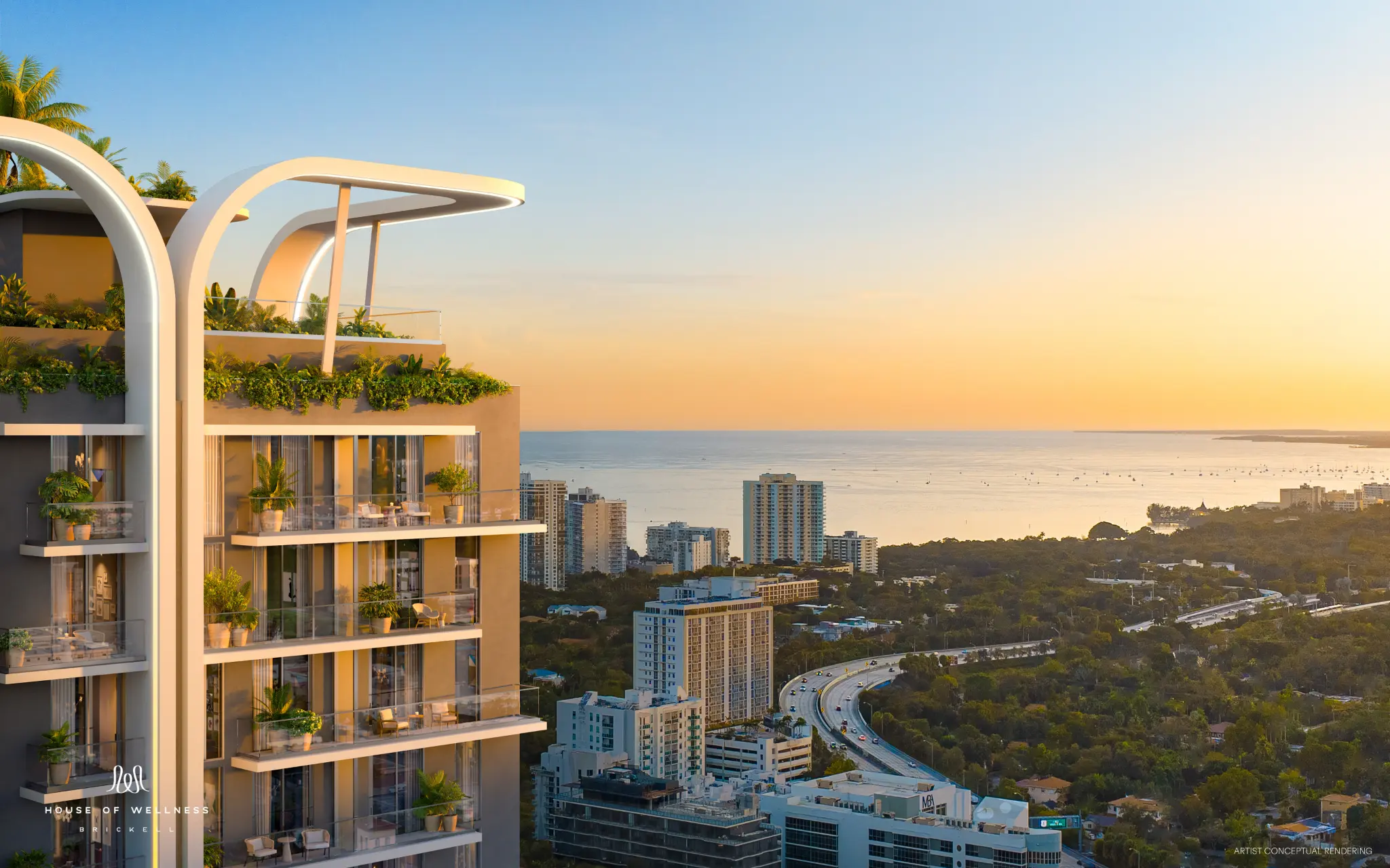 Vista panorâmica de Miami ao entardecer
